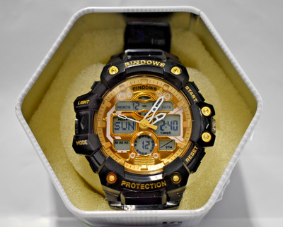 Pindows Fashion Sports Watch - LCD Display, Digital Watch black , gold