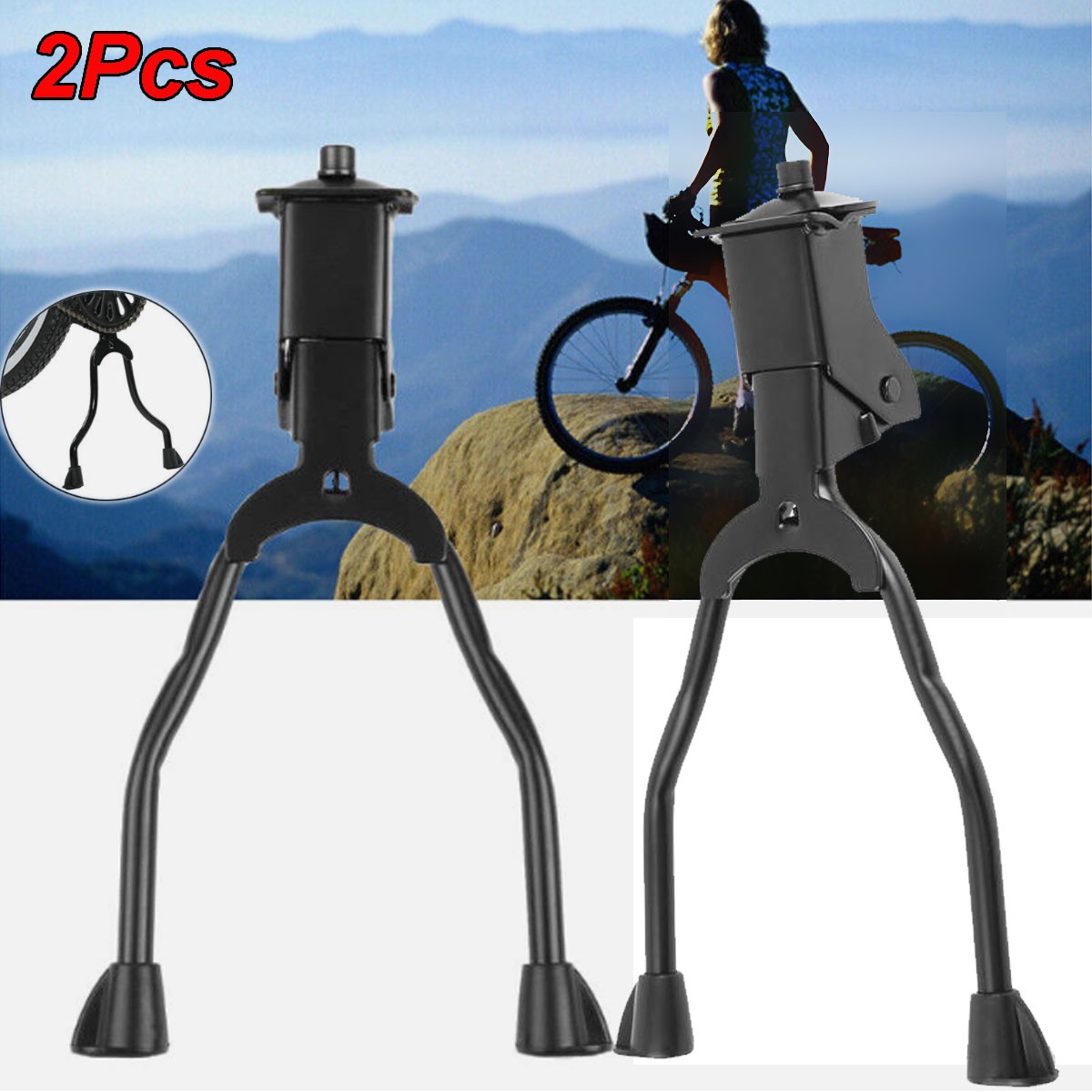 Double Leg Side Stand Kick Kickstand Bike Support Spring Cen