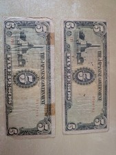 WWII-era Japanese 10 & 1 Pesos WWII Occupation Notes (Lot Of 2)