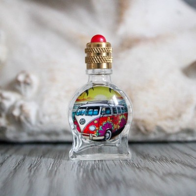 4,7 cm, leere Parfum Miniatur, Glasflasche verziert mit einem Hippie Van