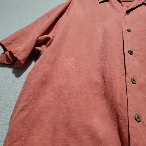 Tommy Bahama Hemd Herren Large Seide Hawaii Camp bestickt Marlin Holz Knopf - Bild 4 von 11