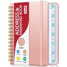 Small Address Book with Alphabetical Tabs, Phone Book Password Keeper with Sp...