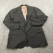 VTG Chaps Ralph Lauren Blazer Mens 44R Brown Plaid Wool Sport Coat Jacket Suit