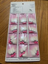 Card Of 36 Lockett’s Maribou Fishing Jigs NOS 1/32 oz. PW405 Pink White