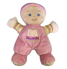 Fisher Price Baby's First Doll Plush Pink Rattle 2008 Satin Feet Stuffed Toy