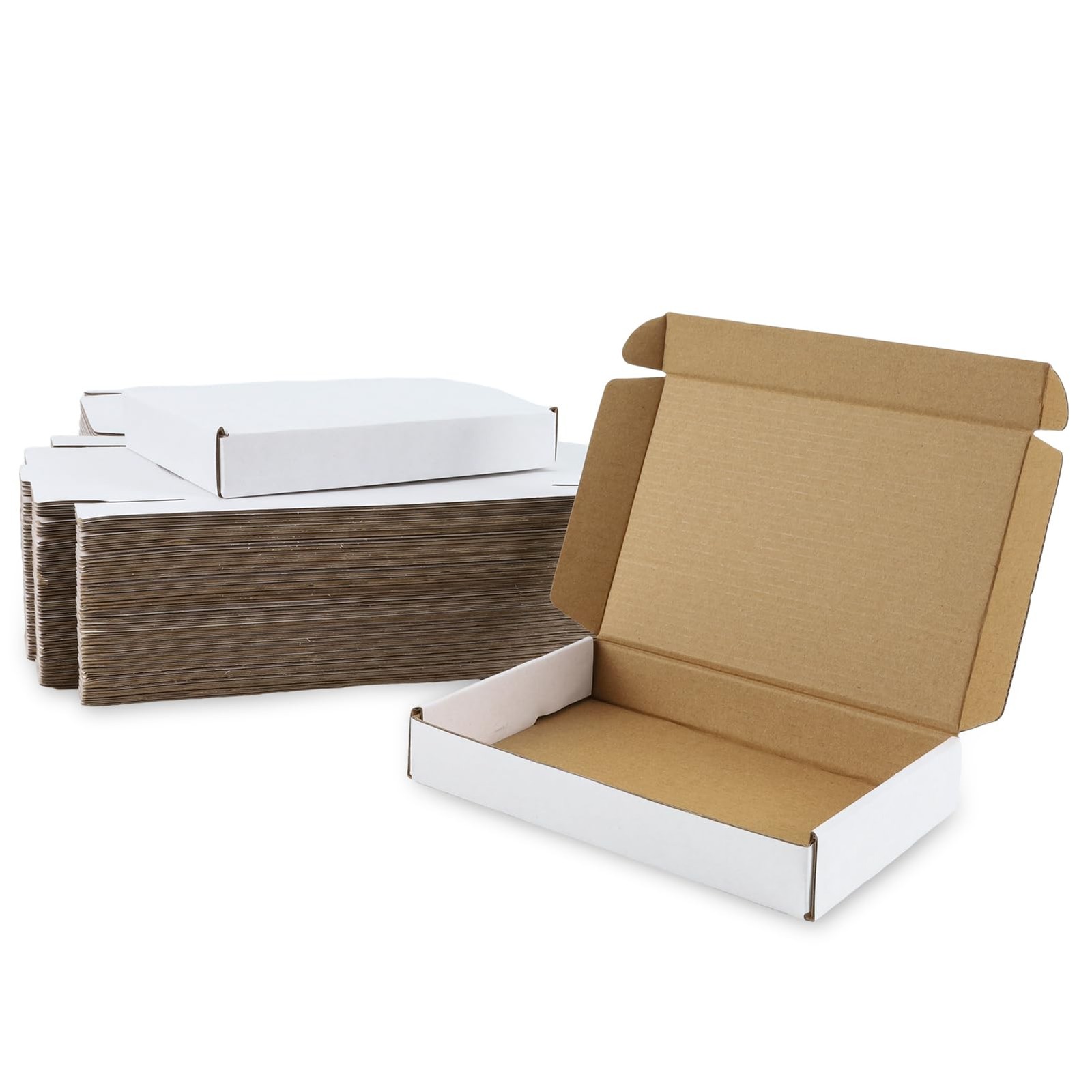 BIOBROWN 7x5x1" 50 Pack Corrugated Cardboard Boxes 7x5x1 inch-50pack, White