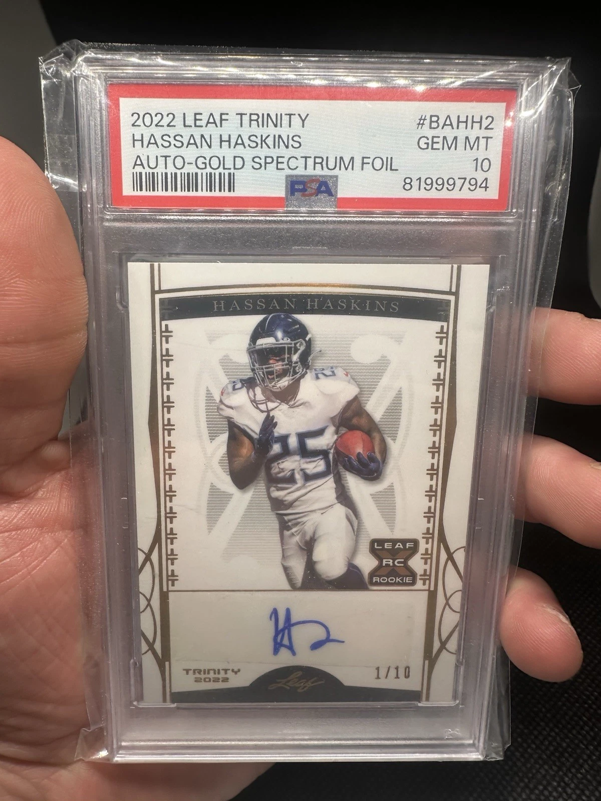 Hassan Haskins Leaf Trinity Autographs #BAHH2 Gold Spectrum Foil