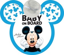 Baby On Board Suction Sign With Disney Mickey Mouse Graphics. DISNEY