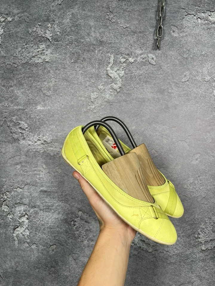 Vintage Hype Y2k Puma Leather Yellow Flats Ballets Shoes - Image 2 of 4
