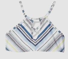  199 Splendid Kid Girl Blue White Stretch Swim Halter Keyhole Bikini Top Size 12