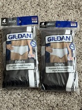 Gildan Men's 2-4PK Gray Black Briefs Premium Cotton Comfort Plush Waistband 2XL