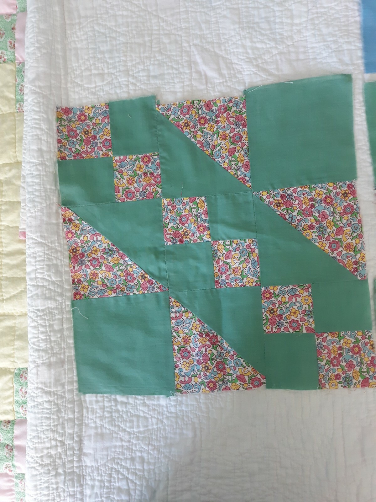 Set of 3 Vintage Large Quilt Blocks Squares Size 12 x 12in Fabric Child's  Print