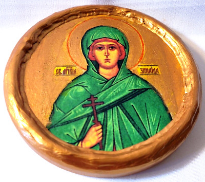 Saint Zenaida Zenais Zena Zinaida Byzantine Greek Orthodox Round Icon