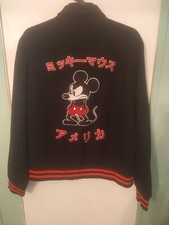 Disneys Forever 21 Mickey Mouse Unisex Wool Varsity Jacket Black Sz XL