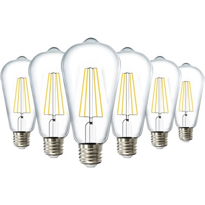 Sunco 6 Pack 60W Vintage LED Edison Bulbs Equivalent 8.5W CRI92 800 Lumens, D...