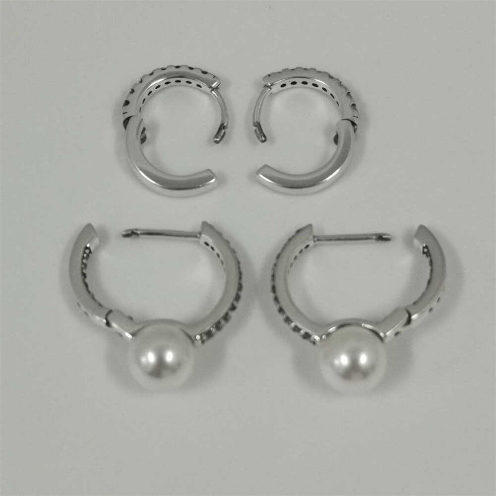 Pandora freshwater cultured pearl and sparkling hoop earrings set  