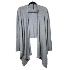 Athleta XSmall Solstice Wrap Gray Ribbed Merino Wool Blend Sweater