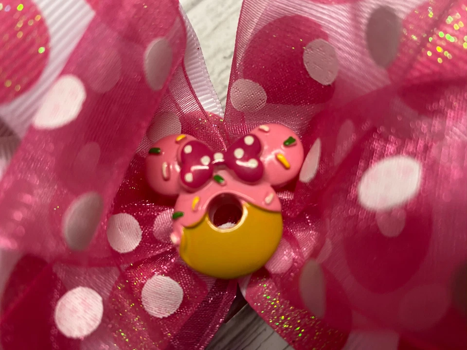 Pink Minnie Mouse Boutique Hair Bow Stacked Girl  Clip Toddler Disney Donut - Image 4 of 4