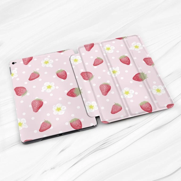 Cute Pink Strawberry Summer Case For iPad 10.2 Air 3 4 5 Pro 9.7 11 12.9 Mini - Image 2 of 4