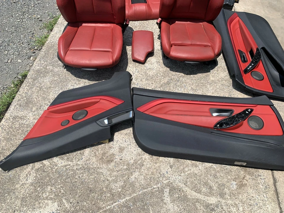BMW 428i 435i F33 cupé OEM 14-18 CONJUNTO INTERIOR DEPORTIVO ASIENTO TÉRMICO PANEL PUERTA ROJO Foto 2 de 4