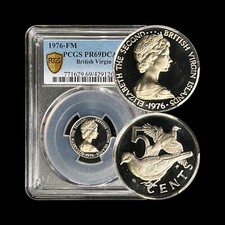 BRITISH VIRGIN ISLANDS. 1976, 5 Cents - PCGS PR69 - Top Pop  Zenaida Doves