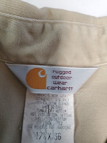 Carhartt Rugged Outdoor Wear Pearl Snap Shirt Men Size 17.5 X 36 Vintage Work - Picture 3 of 8