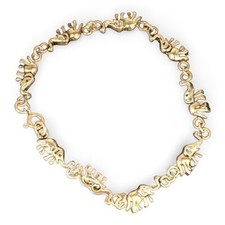 Vintage 1960  s 925 Silver Trunks Up For Luck Elephant Bracelet  7 Inches