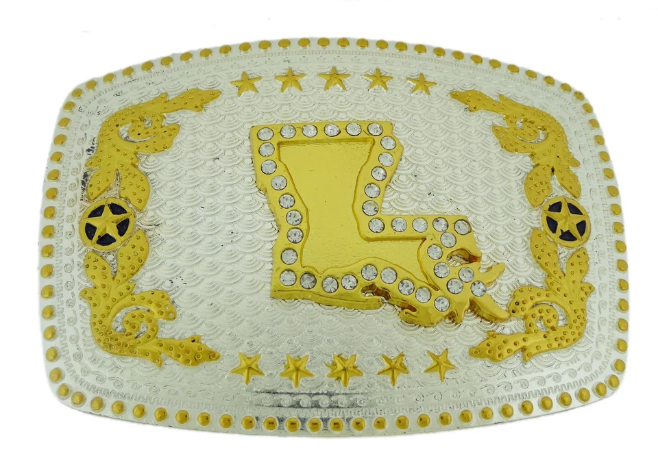 Estado de Louisiana MAPA EE. UU. Trofeo Cinturón Hebilla Western Rodeo Vaquero PESADO A GRANEL Foto 2 de 4