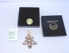 Birthstone Brooch Pin October Jonquil Solid Brass 24K Gold Plated Christmas Tree