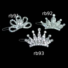 Puppy Bows ~ Small crystal rhinestone crown dog bow  pet hair clip topknot