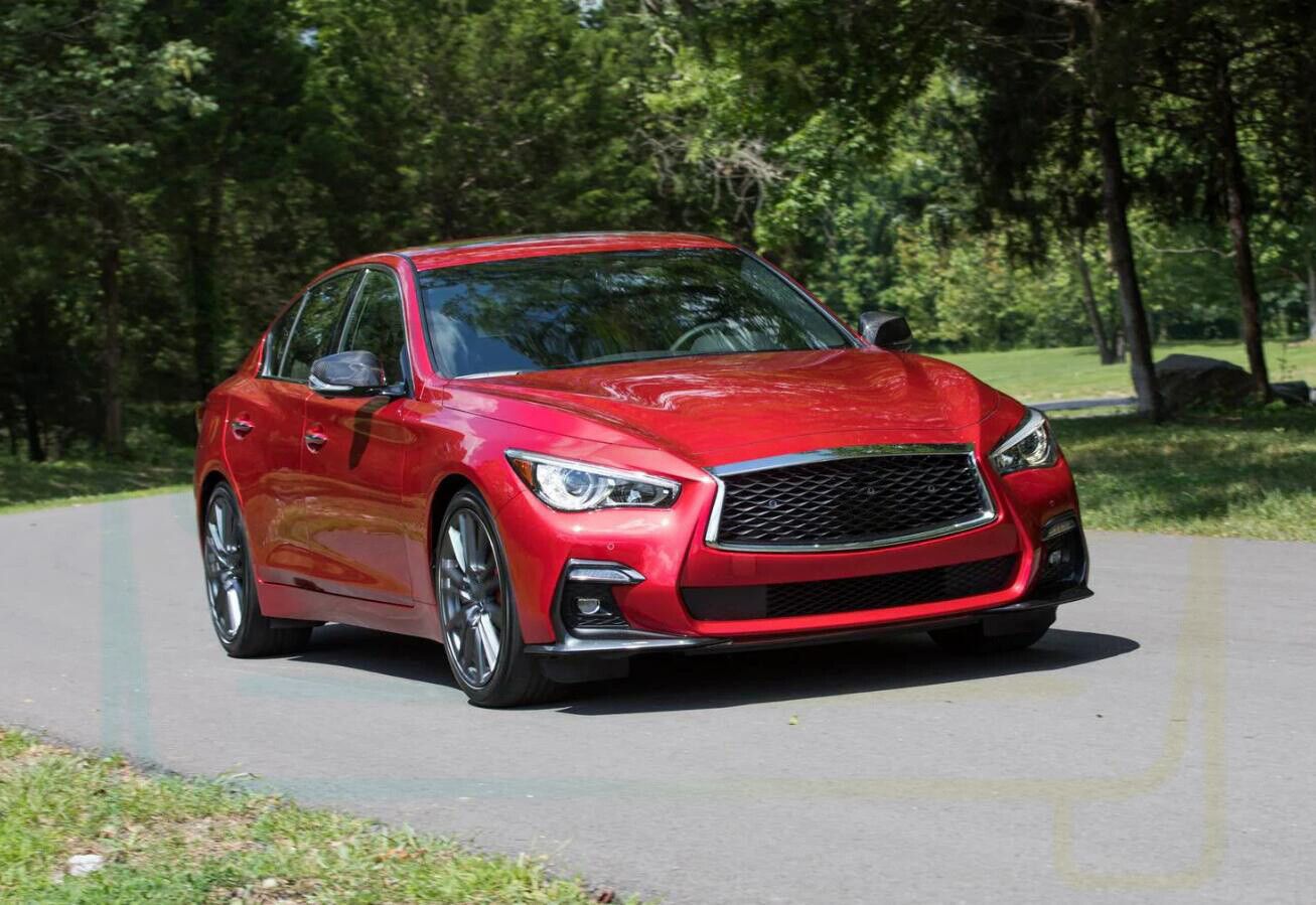 Red L&R Front Bumper Fog Light Lamp Cover For Infiniti Q50 Sport 2018