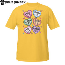 Valentine Bible Verse Candy Heart T-Shirt | Christian Scripture Sweetheart Tee