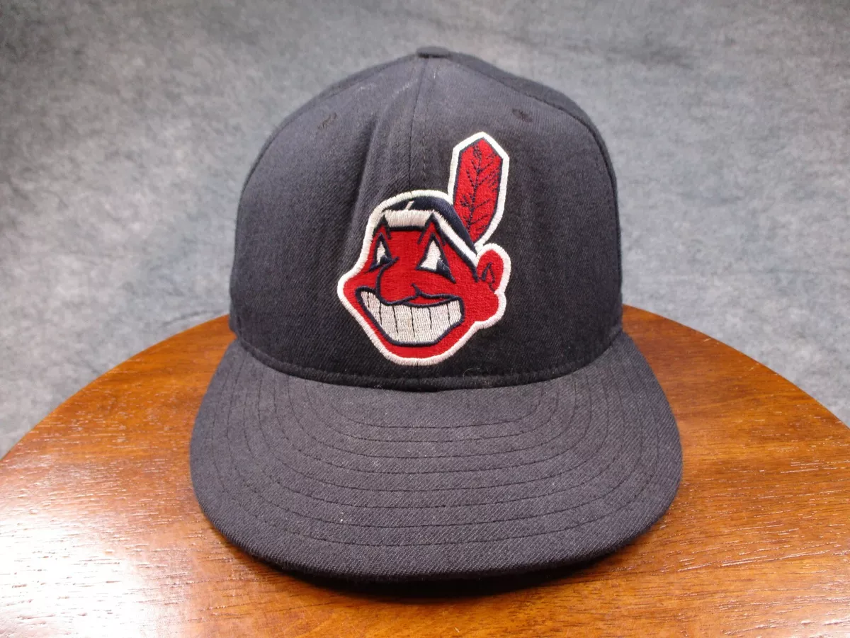 VTG Cleveland Indians Hat Cap Mens 7 1/4 Fitted New Era Pro Model Wool  59Fifty