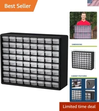 64-Drawer Plastic Storage Cabinet with Dividers - Stackable & Wall-Mountable