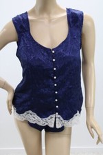 Vtg Victorias Secret Satin Camisole Top Fluter Panty Blue Satin M L Married Set