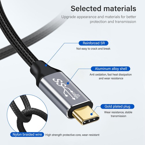 90 Degree Type C USB 3.1 100W 5A PD Braided Cable Data Fast Charging Cord Best - Picture 9 of 12