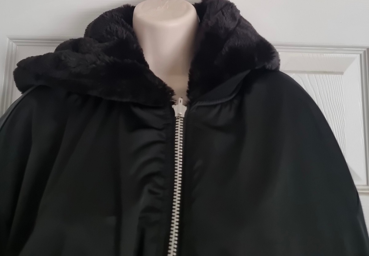 Women Jacket Black Reversible Bomber Hoodie Jacket From Zara Size