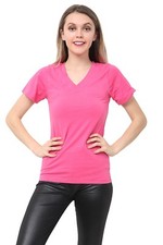 Woman's Ladies Tops Plain Short Sleeve V-NECK T-Shirt Top Plus Size Tops Shirts