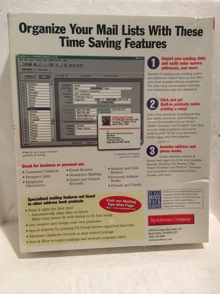 Mail List Software CD Windows 98 version - New Sealed - Image 2 of 2