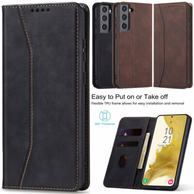 For Samsung Galaxy S22 Ultra/Plus Card Pocket Magnetic Case Wallet Leather Cover