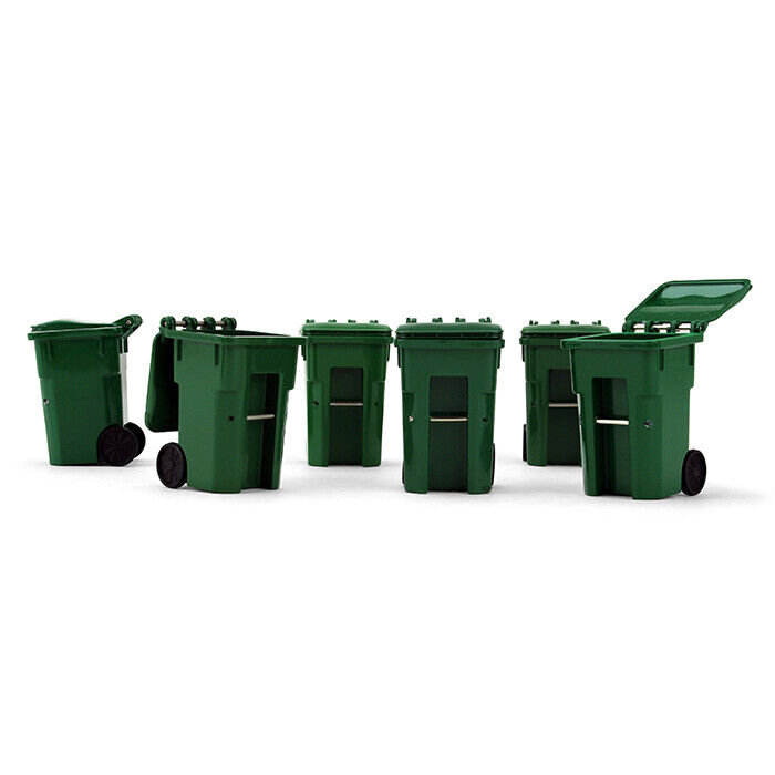 Green Trash Cans Carts Set of 6 Models 1:34 Scale Accessories First Gear 90-0519