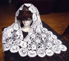 Women's Super Cute White Lace Scarf Mantilla Shawl Bridal