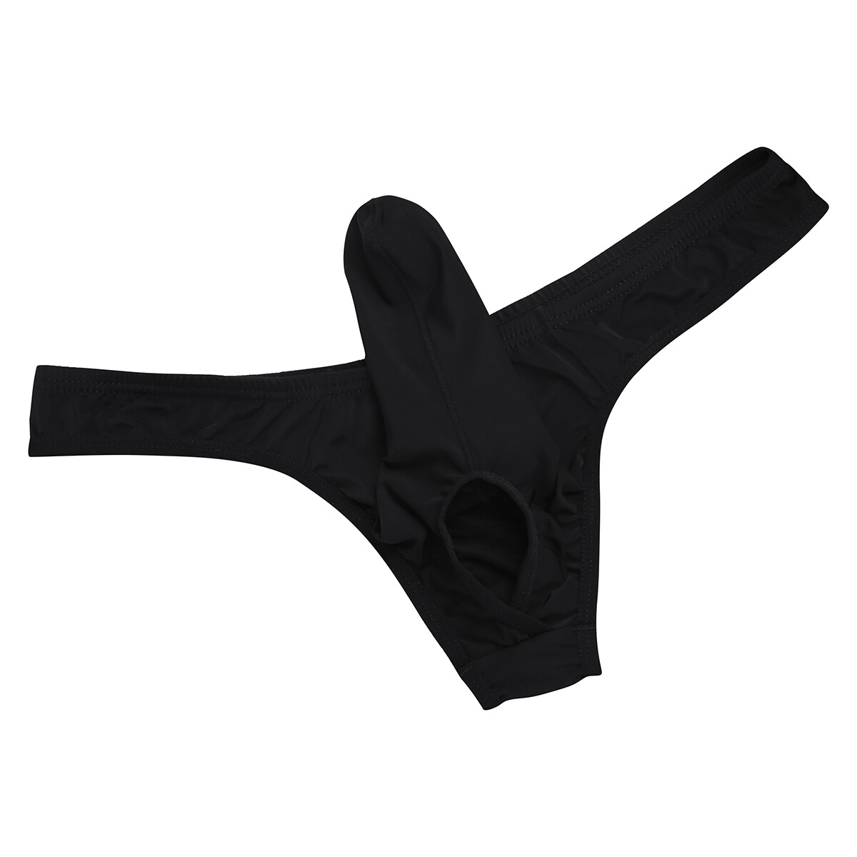Men's Silky Long Sheath Thongs Lingerie Bulge Pouch G-string T-back Underwear