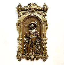 Antique Gustav Grohe Gilt Bronze Plaque German Pikeman 19thC Renaissance Revival