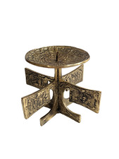 Vintage Mid Century Brutalist Brass Pillar Candle Holder Sculptural Metal Art