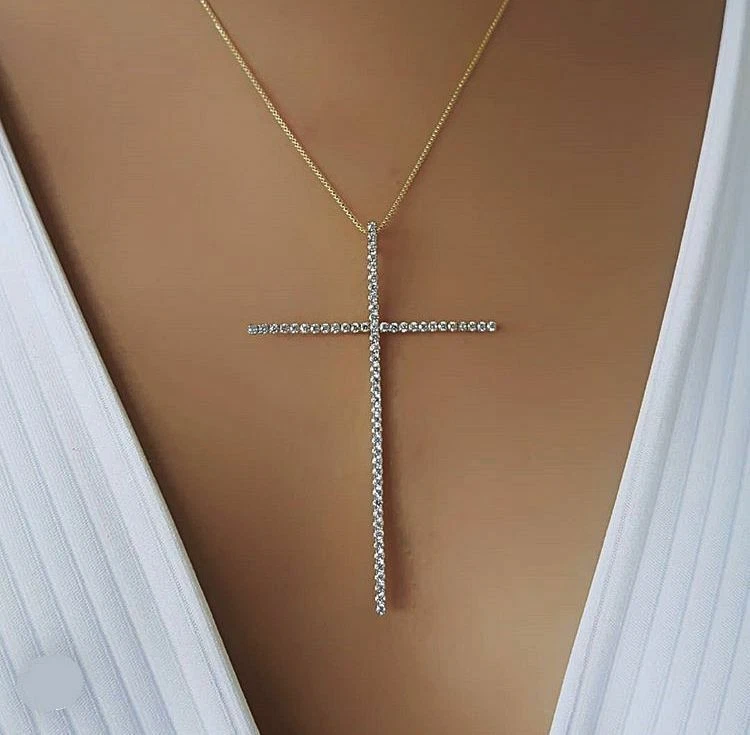 Vecalon Handmade Sterling Silver Cross Pendant With 5A CZ For Weddings And  Engagements Elegant Diamond Cross Necklace For Women And Men Jewelry From  Simplefashion, $20.06 | DHgate.Com