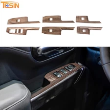 Wood Grain Inner Window Lift Switch Panel Cover Trim Fit For Chevy Silverado 19+