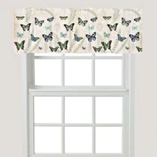Laural Home Butterfly Window Valance Blue Cream Background 18 x 60-in Gift NEW