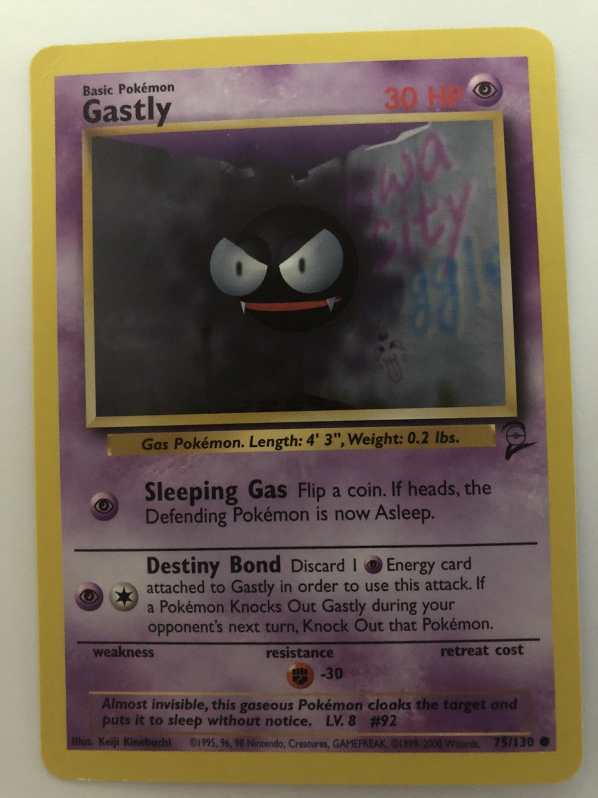 Gastly 75/130 Common Base Set 2 Pokemon TCG Near Mint - Mint!