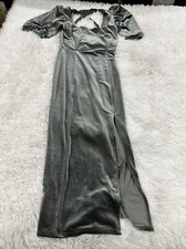 Forever 21 Women’s XS Velvet Puff Sleeve Dress - Green